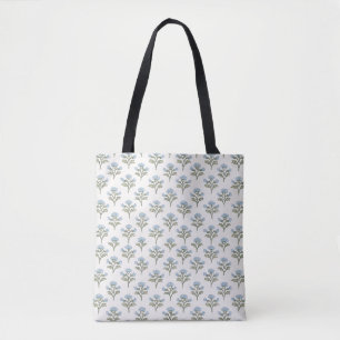 Blauwe Blockprint Tak, Voor- en Achterkant Tote Bag