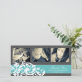 BLAUWE BLOEI | BRUILOFT BEDANKT KAART (Staand voorkant)