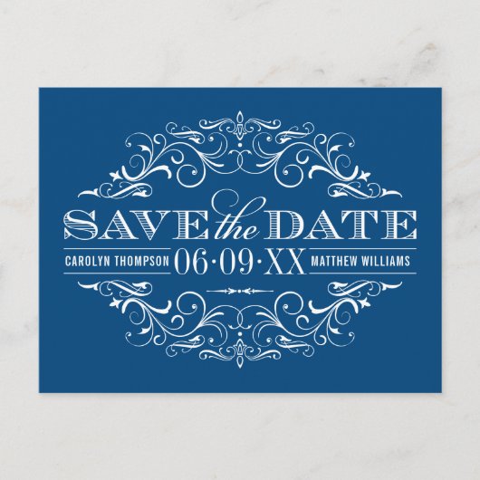  Blauwe Bloei Huwelijk Save the Date Aankondigingskaart (Voorkant)