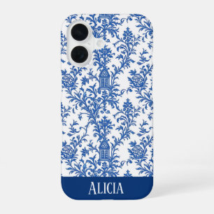 Blauwe Bloeiende Toile iPhone 16 Hoesje