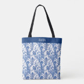 Blauwe Bloeiende Toile Tote Bag (Achterkant)