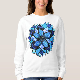 Blauwe bloem abstracte botanische natuur trui