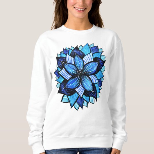 Blauwe bloem abstracte botanische natuur trui (Voorkant)