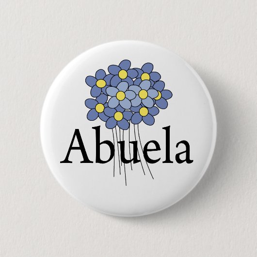 blauwe bloem Abuela T-shirt Ronde Button 5,7 Cm (Voorkant)