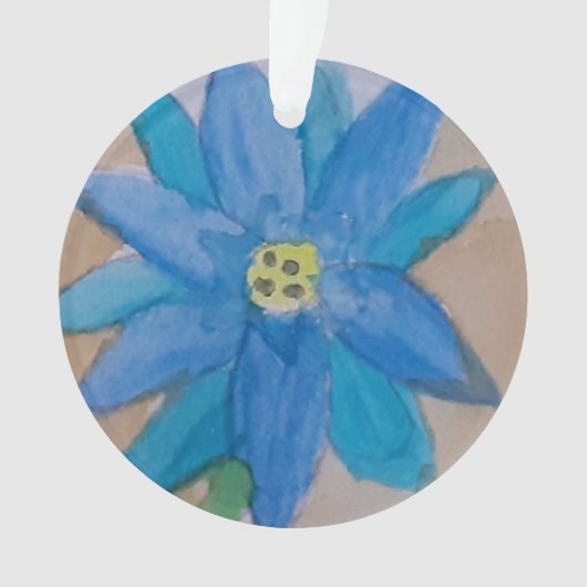 Blauwe Bloem Acryl Ornament (voorkant)