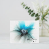 Blauwe bloem/alcohol inkten bedankkaart (Staand voorkant)
