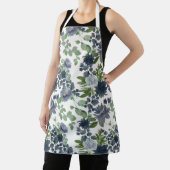Blauwe bloem all-over print apron schort (Insitu)