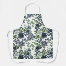 Blauwe bloem all-over print apron