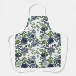 Blauwe bloem all-over print apron schort