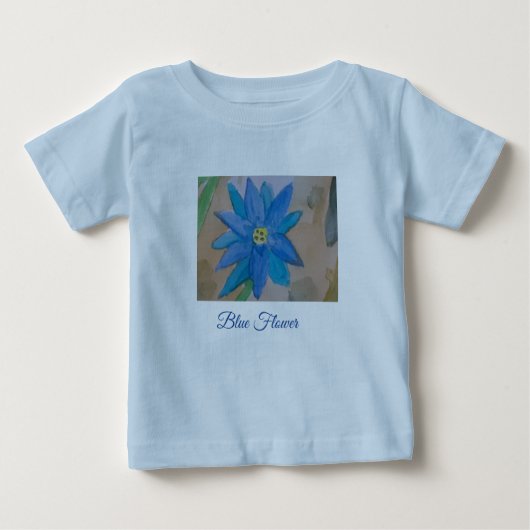 Blauwe Bloem Baby T-Shirt (Voorkant)