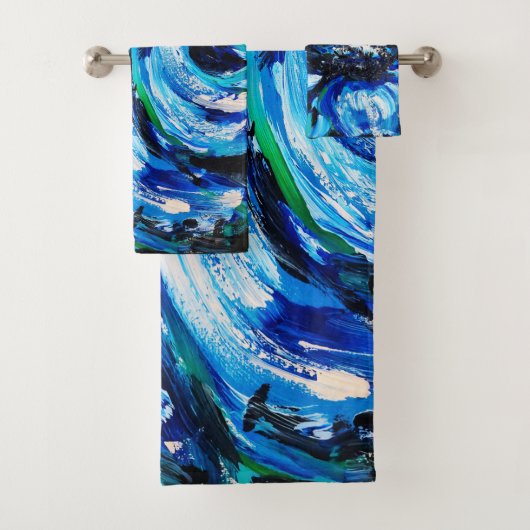 Blauwe bloem bad handdoek (Insitu)