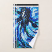 Blauwe bloem bad handdoek (Handdoek)