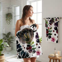 Blauwe Bloem Bad Handdoek Set voor Elegante Badkam