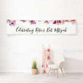 Blauwe bloem Bat Mitzvah-vieringbanner Spandoek (Insitu)
