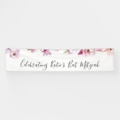 Blauwe bloem Bat Mitzvah-vieringbanner Spandoek (Horizontaal)