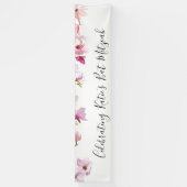 Blauwe bloem Bat Mitzvah-vieringbanner Spandoek (Verticaal)