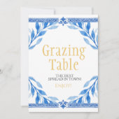blauwe bloem bladeren "Grazing Table" Bord Kaart (Voorkant)