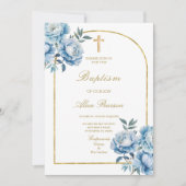 Blauwe bloem Bloemen jongen doop Kaart (Voorkant)