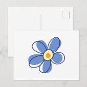 Blauwe bloem, bloesem, bloem in bloem briefkaart (Voorkant / Achterkant)