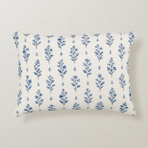 Blauwe Bloem Blokprint Kussen
