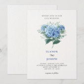 Blauwe bloem boeket bruiloft kaart (Voorkant / Achterkant)