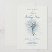 Blauwe bloem boeket verjaardag kaart (Voorkant / Achterkant)