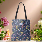 Blauwe Bloem Boog Chic Trendy uniek Tote Bag