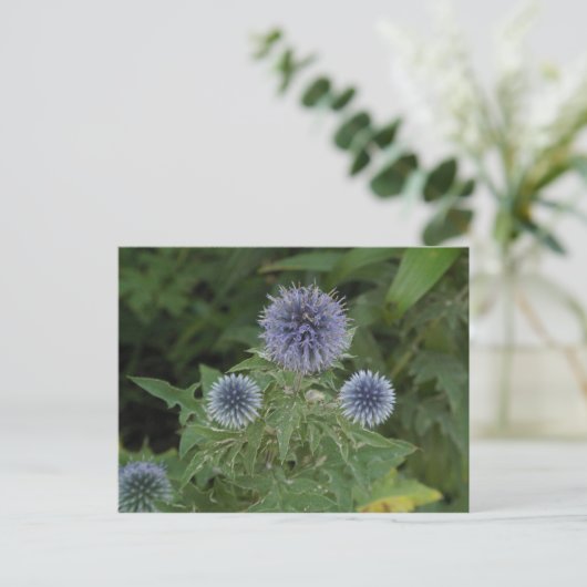 blauwe bloem briefkaart (Staand voorkant)