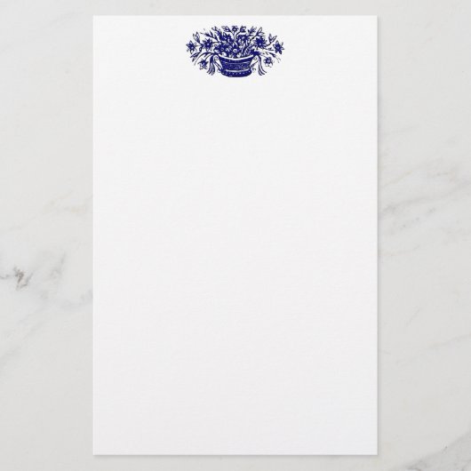 Blauwe  bloem briefpapier (Voorkant)