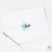 Blauwe Bloem Bruid Ronde Sticker (Envelop)