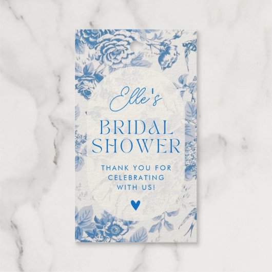 Blauwe bloem bruidsdouche geschenk bedankkaartje cadeaulabels (Achterkant)