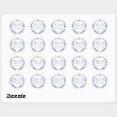 Blauwe Bloem Bruidsdouche Ronde Sticker (Vel)