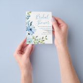 Blauwe Bloem Bruidsfeest Budget Uitnodiging Flyer (Hand)