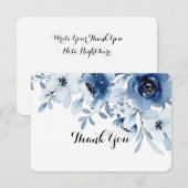 blauwe bloem bruidsfeest/huwelijk dankkaart bedankkaart (Voorkant / Achterkant)