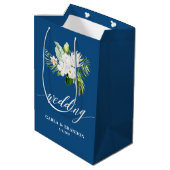 Blauwe Bloem Bruiloft Medium Cadeauzakje (Achterkant Gekanteld)