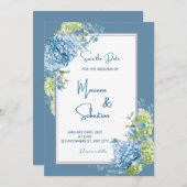 blauwe bloem bruiloft uitnodigingen (Voorkant / Achterkant)