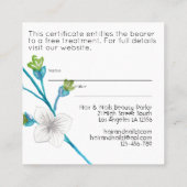 Blauwe Bloem Cadeaubon Voeg logo toe Bedrijf Vierkante Visitekaartje (Achterkant)