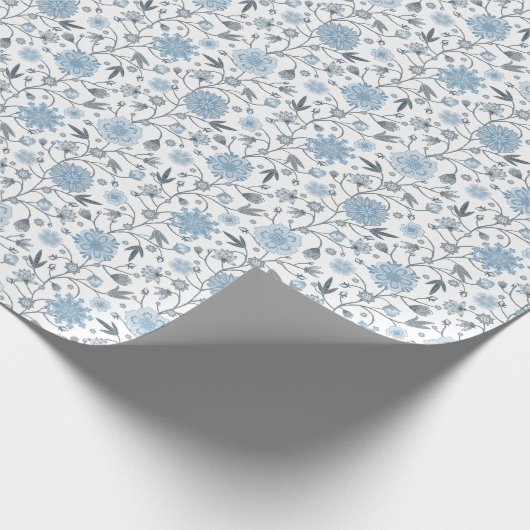 Blauwe bloem cadeaupapier (Hoek)