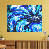 Blauwe bloem canvas afdruk (Insitu (Woonkamer))