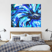 Blauwe bloem canvas afdruk (Insitu (Slaapkamer))