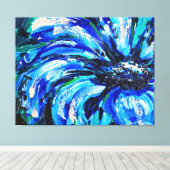 Blauwe bloem canvas afdruk (Insitu (Houten vloer))