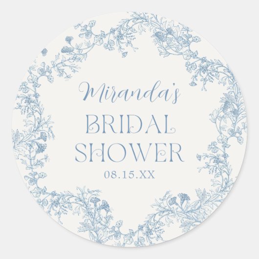 Blauwe bloem Chinoiserie Bruiloft Sticker (Voorkant)