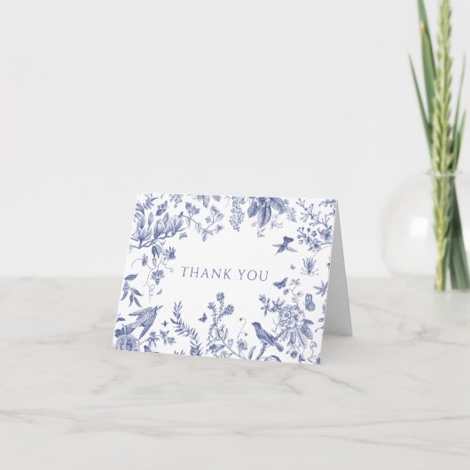 Blauwe Bloem Chinoiserie Dankkaart Bedankkaart (Voorkant)