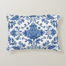 Blauwe Bloem Chinoiserie Witte Waterverf