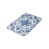 Blauwe Bloem Chinoiserie Witte Waterverf Badmat (Gekanteld)