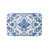 Blauwe Bloem Chinoiserie Witte Waterverf Badmat (Voorkant)