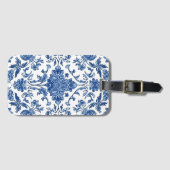 Blauwe Bloem Chinoiserie Witte Waterverf Bagagelabel (Voorkant (horizontaal))