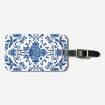 Blauwe Bloem Chinoiserie Witte Waterverf