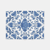 Blauwe Bloem Chinoiserie Witte Waterverf Fleece Deken (Voorkant (Horizontaal))