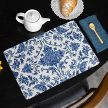 Blauwe Bloem Chinoiserie Witte Waterverf